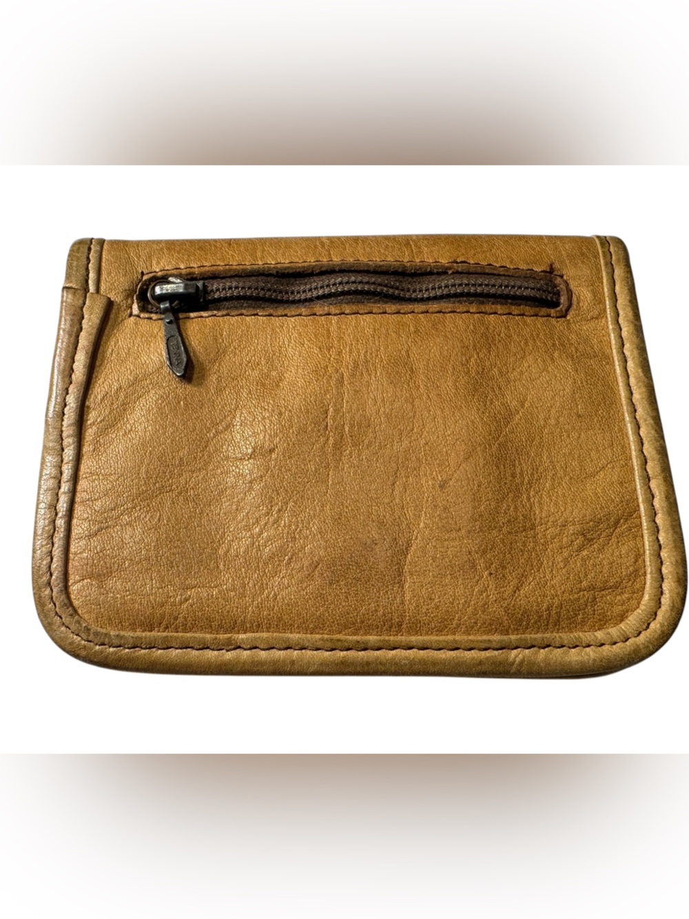 Vintage Bifold Tan Leather Snap-Front Wallet Coin Purse Combo NICE - Picture 2 of 8